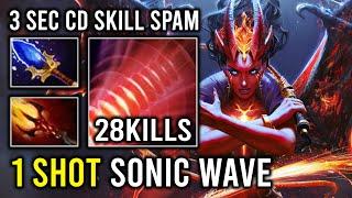 WTF 1 Shot Sonic Wave 3 Sec CD Skill Spam with Max Slotted Imba Queen of Pain Dota 2