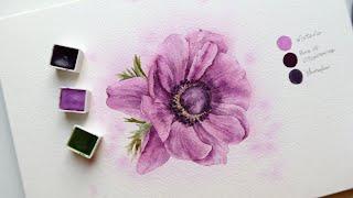 빈티지한 느낌의 아네모네 수채화|How to paint watercolor Anemone