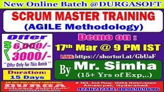 SCRUM MASTER TRAINING Online Training @ DURGASOFT