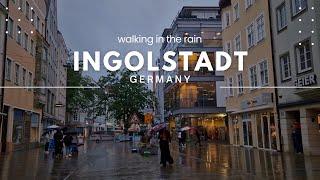 Walking in the Rain in Ingolstadt, Germany - Rain Ambience 4K