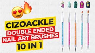 Double Ended Nail Art Brushes and Dotting Tool - Elegant Nail Pen Set with Shiny Handles - Cizoackle