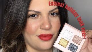 Classic Holiday Makeup Look - Gold Eye & Red Lip