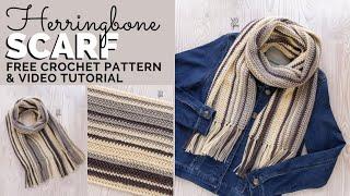 Herringbone Scarf - FREE Striped Scarf Crochet Pattern for Beginners by Yay For Yarn