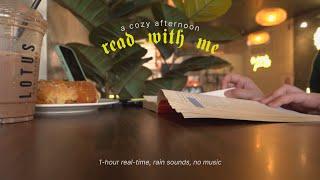 read with me at a café  1 hour real-time, rain sounds, coffee shop ambience, no music