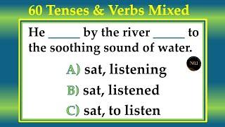 60 Tenses Test | Past & Present Tenses | English All Tenses Mixed Quiz | No.1 Quality English