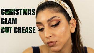 Christmas Glam Cut Crease Winged Eyeliner Makeup Tutorial