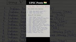 UPSC Posts - Types of Civil services in India ~ IAS IPS IFS IRS IRTS IFoS | All India Services