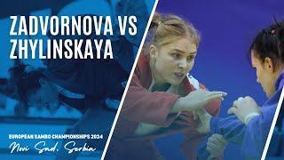 ZADVORNOVA Kseniia vs ZHYLINSKAYA Anzhela. European SAMBO Championships 2024