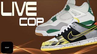 GOING LIVE GOAT APP! NIKE DUNK WHAT THE DUCKS & SB JORDAN 4 PINE GREEN!!