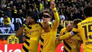 Borussia Dortmund Reus and Aubameyang celebrate as Batman and Robin