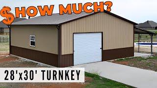 28x30 Detached Metal Garage with Porch | Cost to Build | WolfSteel Buildings