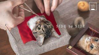 Needle felting Cat // Making video  //By Wakuneco.