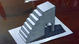 How to Draw Stairs  3D illusion for beginners || 3d drawing tutorial ||  ‎@mr.indianchitrkar