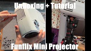 FunFlix Mini Projector, 12000L 1080P HD Portable Projector, Beamer with WiFi unboxing & instructions