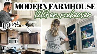 MODERN FARMHOUSE KITCHEN MAKEOVER // MODERN FARMHOUSE KITCHEN // PEEL & STICK TILE DIY