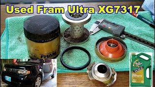 Fram Ultra XG7317 Oil Filter Cut Open, Used Oil Filter
