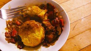 Beer Chicken Stew with Biscuit Topping