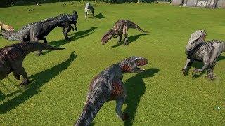 5 Giganotosaurus VS 4 Indominus Rex(Team Fight) - Jurassic World Evolution