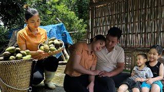 Thom harvested mangoes to sell, and her ex-husband helped her repair the house. share work together