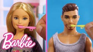 Minha rotina matinal com os bonecos Barbie e Ken | Barbie Português