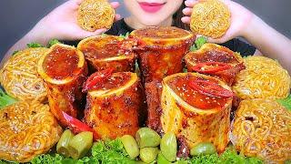 ASMR SPICY BEEF MARROW BONE , FIRE NOODLE WRAP , EATING SOUNDS | LINH-ASMR