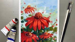 How to Paint Oil Painting - Coneflower-Tutorial for Beginners Step by Step