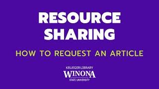 Resource Sharing: Request an Article