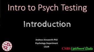 Psychological Testing: Introduction