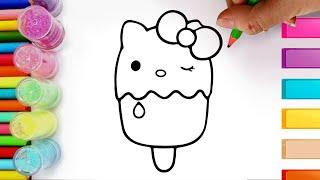 Draw a cute Hello kitty ice cream | Hello Kitty draw