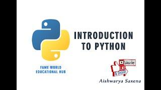 #LIVE  -  Introduction to Python Programming