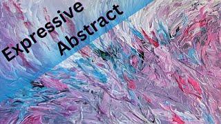 Expressive Abstract Painting, Intuitive Pink Turquoise Glitter Acrylic Painting Beginners Tutorial