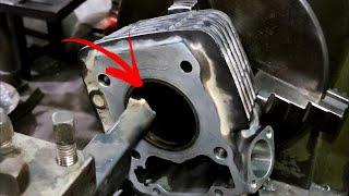 How To Rebore motorcycle cylinder on lathe machine | Zimbiker