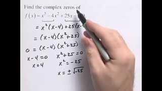 Algebra 2 - Finding Complex Zeros of a Polynomial Function