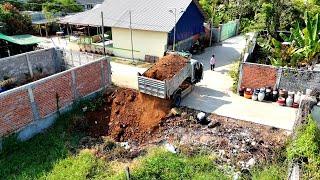 wow !! Great Project Landfill By Komatsu D20 Bulldozer Pushing Dirt & Miniature Truck Unloading Dirt