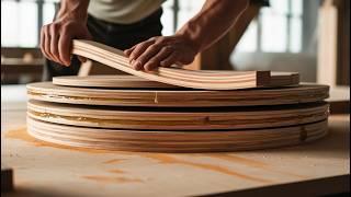 Perfect Combination Wood: 70-Year-Old Man Slowly Crafts a Special Table for The End of Year