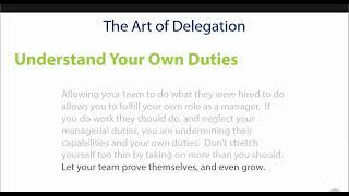 Defining Expectation and Role, The Art of Delegation, Mastering the Meeting