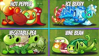 4 Team VINE-BEAN | PEA-VEGETABLE | HOT-PEPPER | ICE-BERRY Plants - PvZ 2 Team Plants Battle