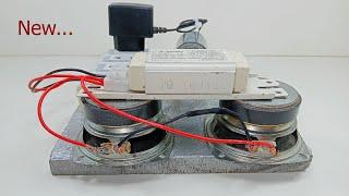 New idea how to make 220V 7000w powerful free electricity generator with 2 Big Speaker lightbulbs