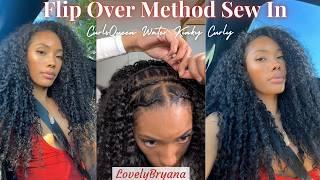 Flip Over Method: Natural DIY Sew In | Kinky Curly Waterwave Curlsqueen | LovelyBryana