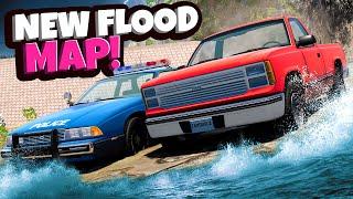 NEW FLOOD ESCAPE MAP During a Police Chase in BeamNG Drive Mods!