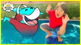 Ryan Pretend Play with Big Gill and Learn Shark Facts for kids!!!