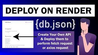 How to Deploy db.json Mock Server  on Render || Host JSON server on GitHub | Host JSON API on Server