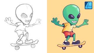 Alien Character Vector Illustration | Affinity Designer