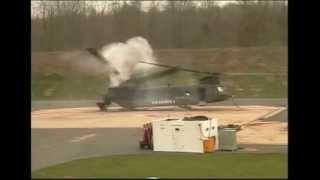 Chinook CH-47 Helicopter Ground Resonance Test and Self Destructs with Rear Tandem Rotor Breaking