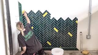 2"x6" Herringbone Pattern Backsplash Install