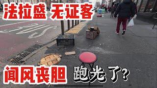 法拉盛，无证客。闻风丧胆，跑光了，早上七早八早，就扫荡无证地摊，2024年12月4日