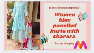 #unboxing  Unboxing myntra women blue panelled kurta with sharara / raksha bandhan shopping 