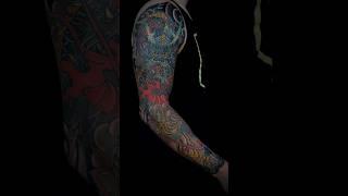 Dragon and Tiger sleeve tattoo completion by Dana Helmuth Dec 2023. #irezumi #japanesetattoo