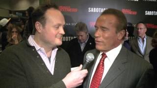 Arnold Schwarzenegger back in action with Brad Blanks at the Sabotage New York Premiere