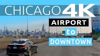 Driving from Chicago's O'Hare Airport to Downtown Chicago on Kennedy Expressway